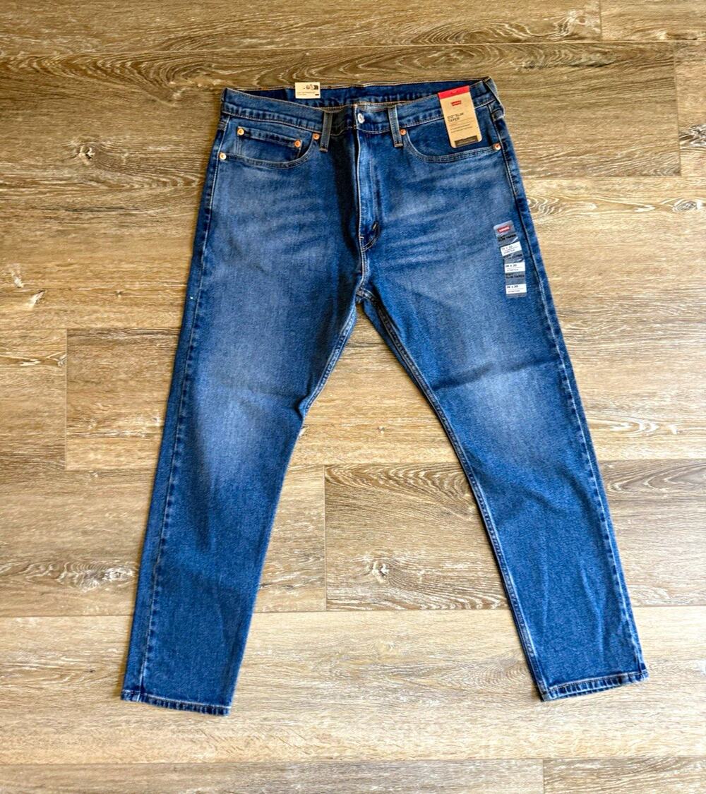 Levi's Men’s Slim Taper Blue Stretch Denim Jeans Medium Wash Low Rise